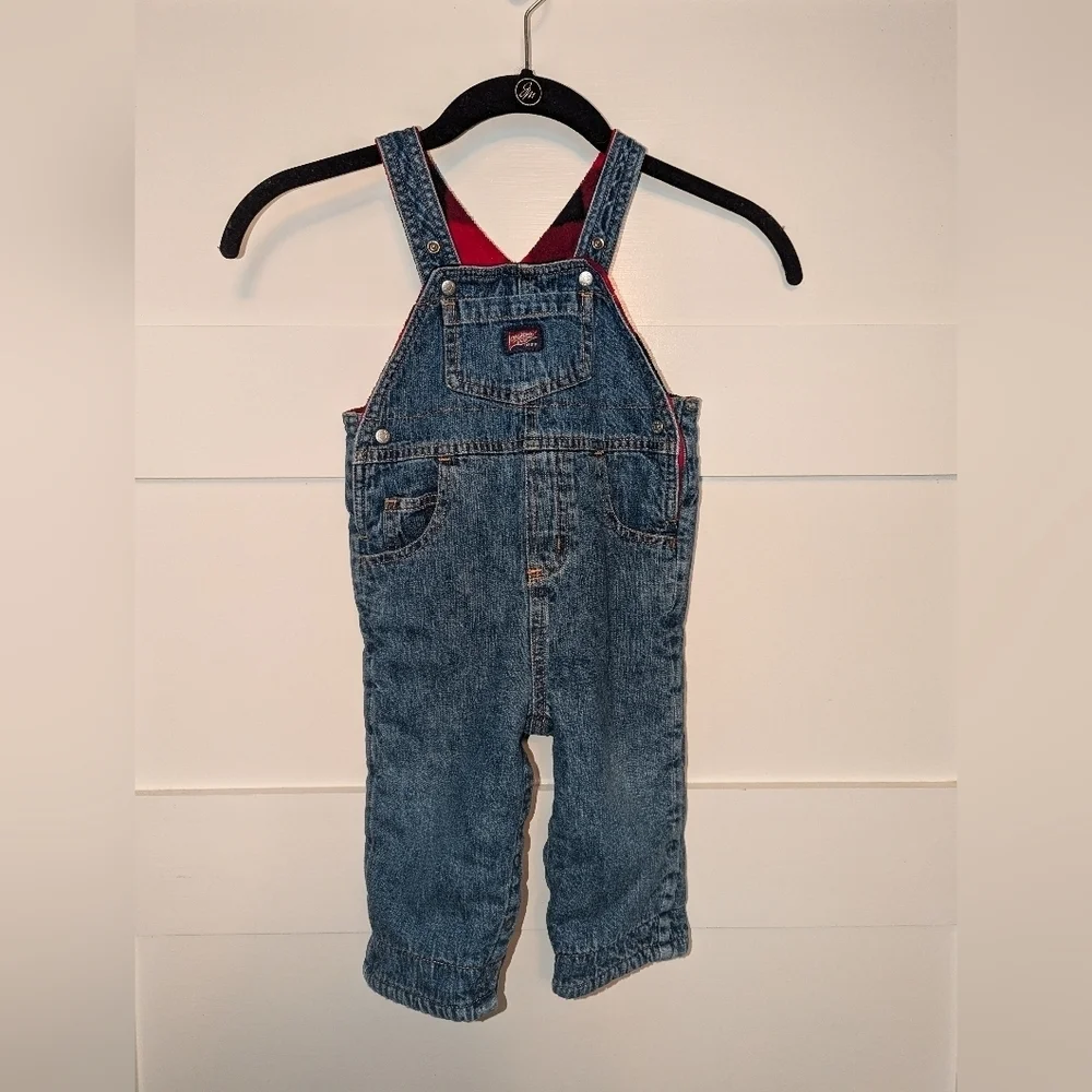 Oshkosh B'gosh Baby fleece lined overalls size 6-12 months. Baby overalls. Plaid